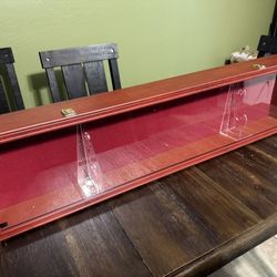 Sword Sabre Cabinet Stand Holder Wall Rack Display Case Shadow Box Lockable 35” L, 11” H, 5” W.