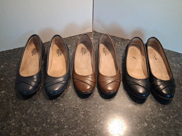 Life Stride Velocity Memory Foam  Ballet Style Low Wedge Shoes Sz 9.5