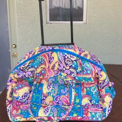 Travel Floral Rolling Luggage Duffel Excellent  Condition 40 