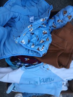 Full box of assorted boy clothes sizes 3-12 months