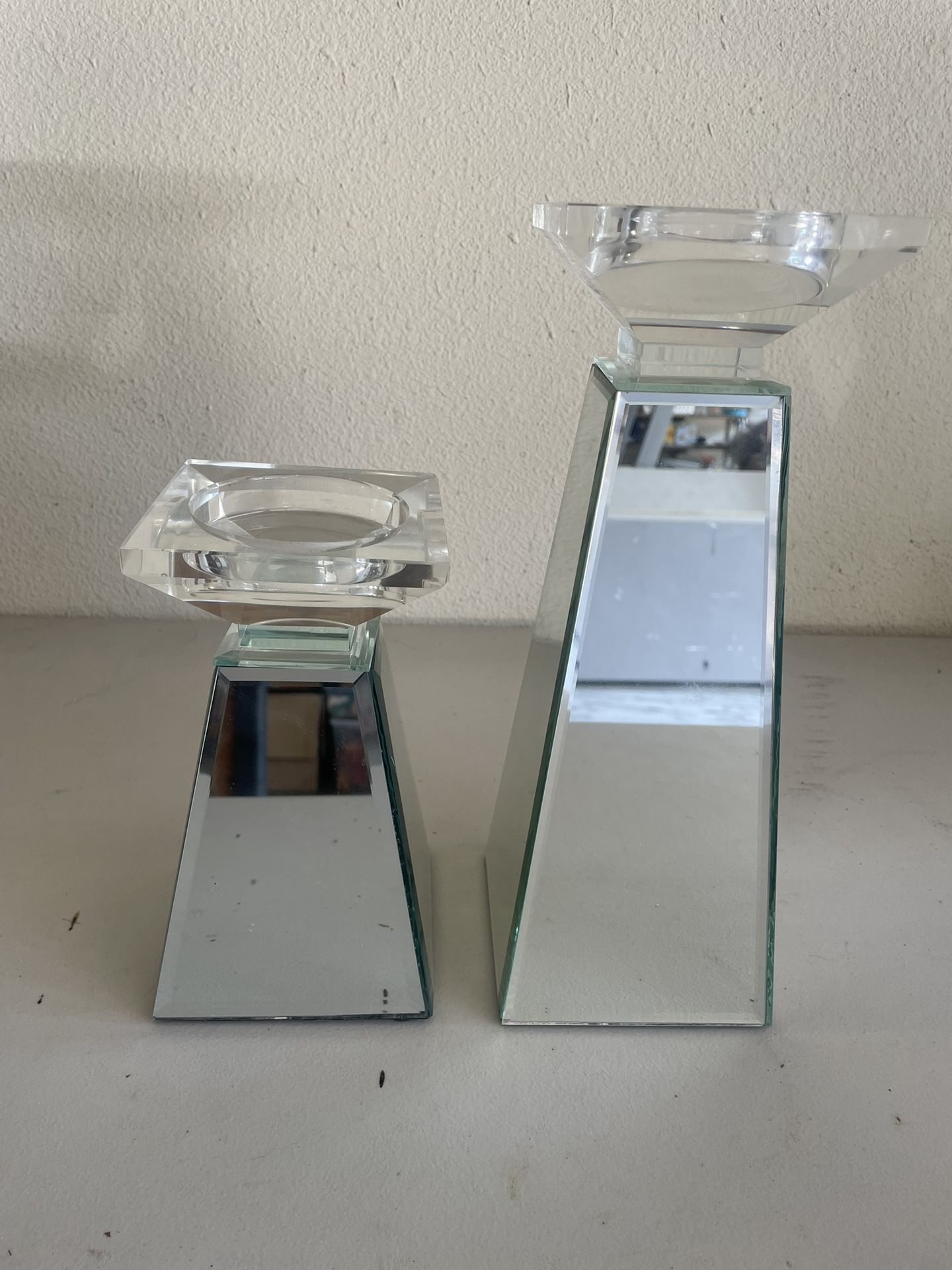 Mirrored Glass Candle Holders