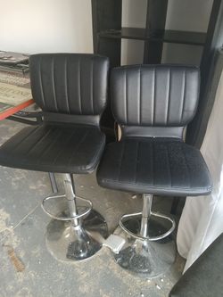Black Faux Leather Bar Stools – Set of 2