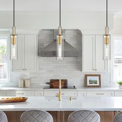 3 Pack Brushed Gold Pendant Lights $70