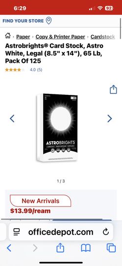 Astro rights card stock 250 Sheets 8x11”