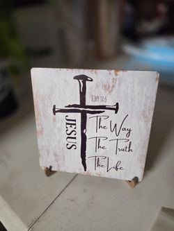Christian Nail Cross Decorative Wood Sign