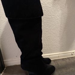 Black Velvet Knee High Boots