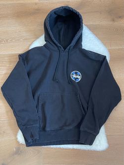 Stussy logo blue circle black hoodie
