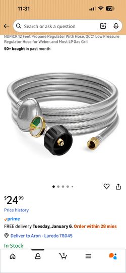 Propane Hose 12ft With Regulator