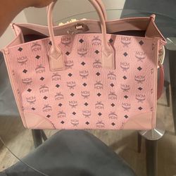 Authentic MCM Designer Bag Pink Tote Bag 