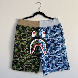 Bape Shark Blue/Green Camo Sweatshorts (fits like Medium/Large)
