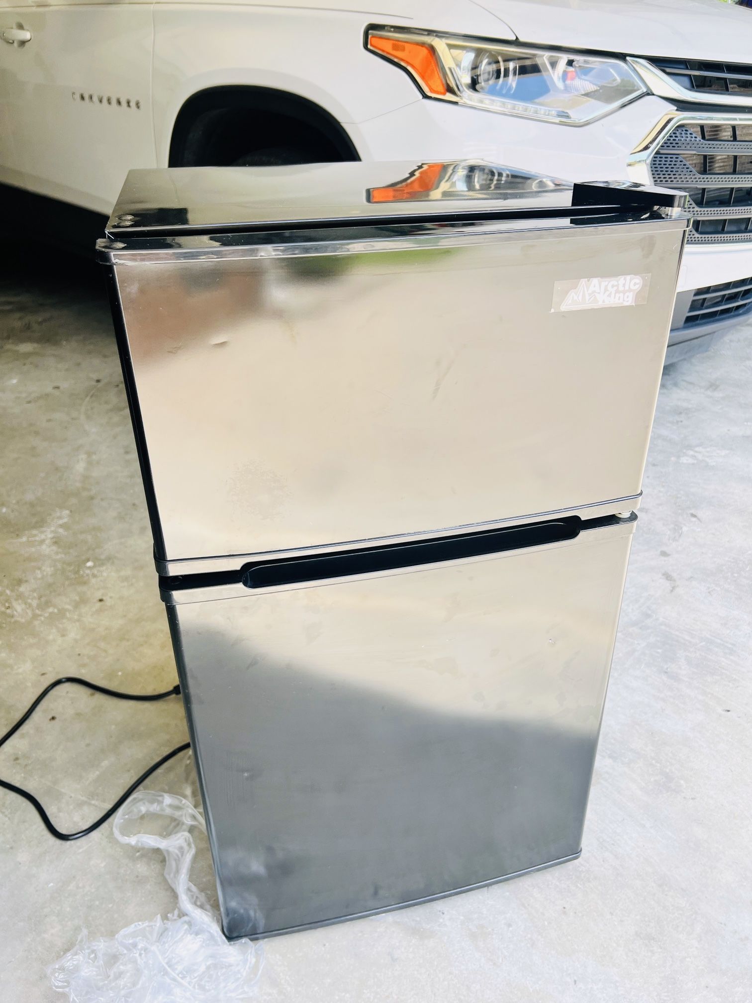 Arctic King 3.2 Cu ft Two Door Mini Fridge with Freezer, Black, E-Star, ARM32D5ABB