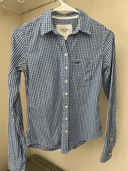 Abercrombie & Fitch Blue and White Gingham Shirt, XS