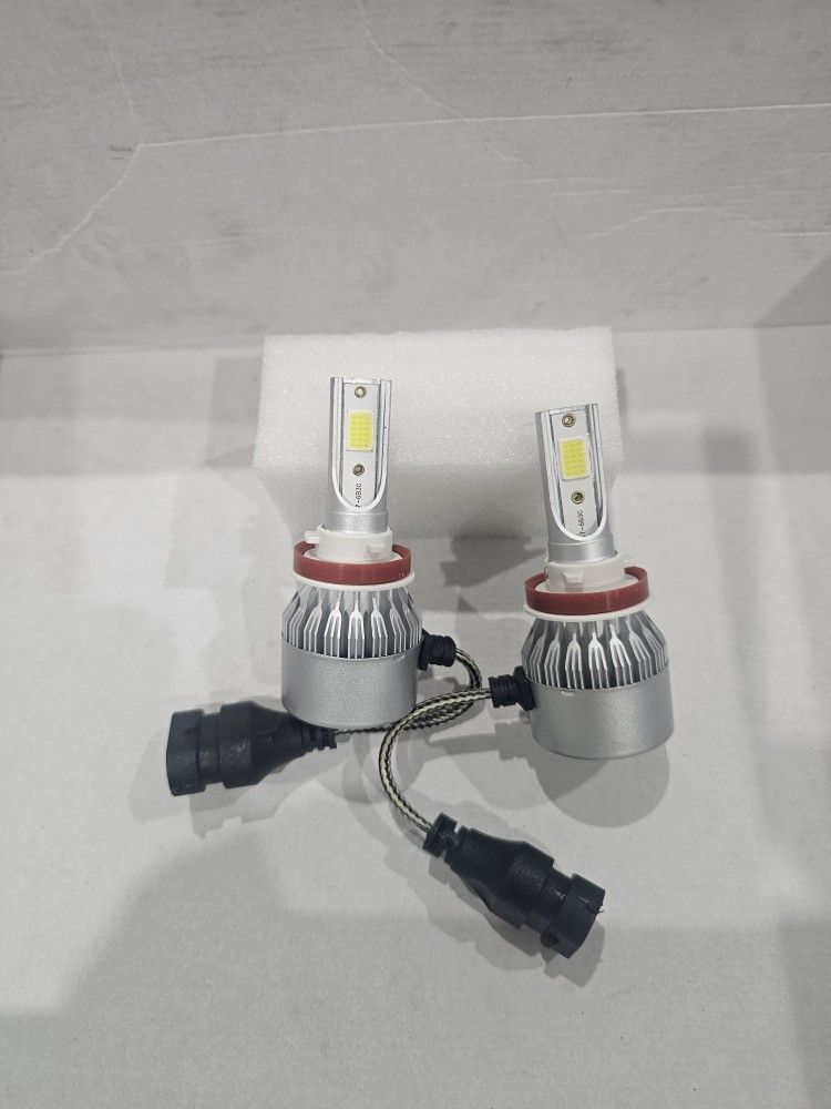 New H11 LED Light Bulbs With Built In Fan On Each. Bright White Led Light 6000k.  1 Pair.