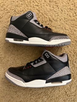 Size 8 (Used, no box, missing insoles) - 2024 Air Jordan 3 retro black cement