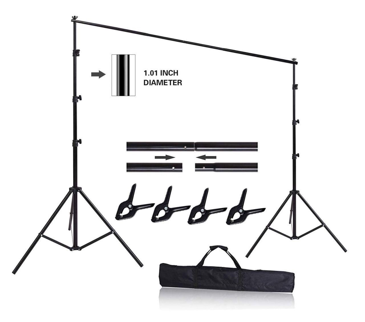 10ft x 8.5ft Adjustable Photography Backdrop Support System Photo Video Studio Muslin Background Stand Kit with Carry Bag