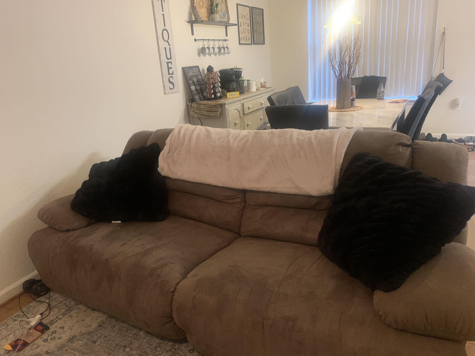 Beige reclining couch