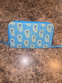 Vera Bradley blue paisley zip around wallet