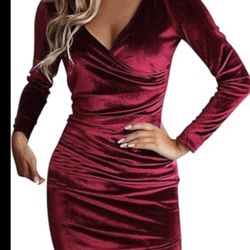 Red Velvet Dress Midi