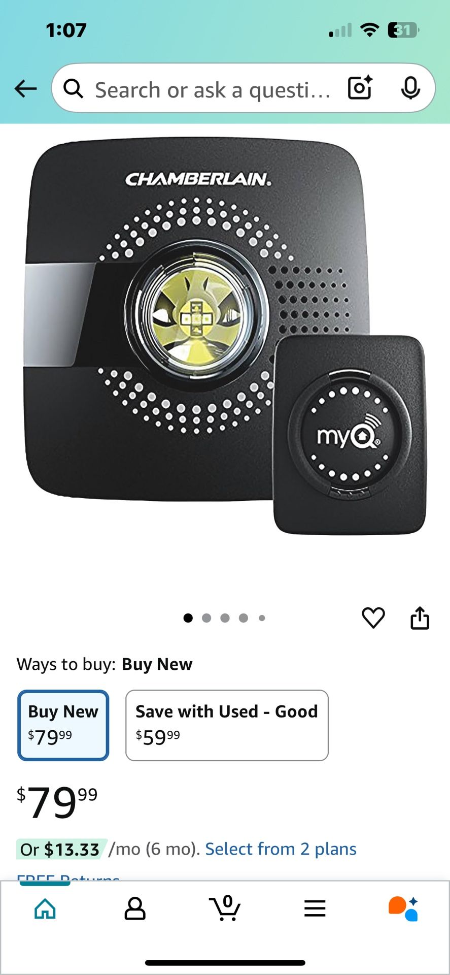 Chamberlain MyQ Wi-Fi Smart Garage Door Hub - Model Number MYQ-G0301