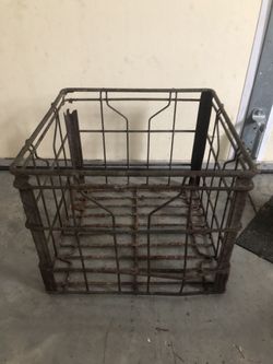 Old metal milk crate