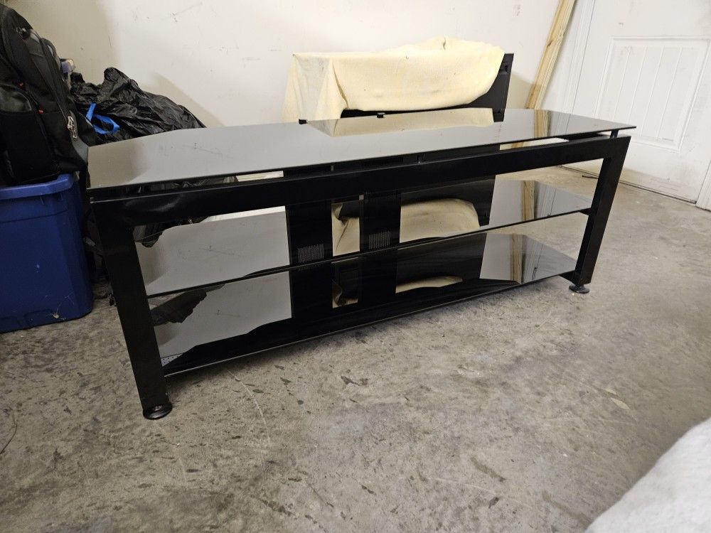 Black Metal And Glass TV Stand