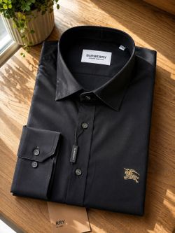Burberry London England Black Dress Shirt