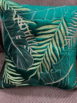 Emerald Green Large Pillow with Beautiful Detail