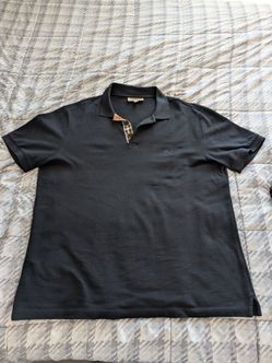 Authentic BURBERRY Men's Black Polo Shirt - Size XXL (Size XL US size)