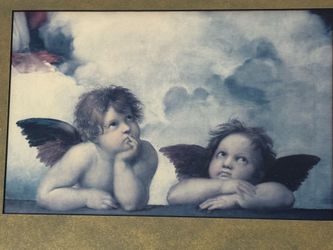 vintage Renaissance, cherub and angel framed art print matching pair