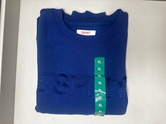 ESPRIT SIZE XTRA LARGE Crewneck Sweatshirt BLUE Retro Logo NWT Costco XL