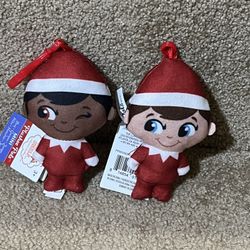 ELF ON THE SHELF Boy KEYCHAIN Clip On PLUSH Mini Doll PLUSHEE Pals NEW set of 2