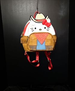 Loungefly Hello Kitty Western Cosplay Mini Backpack  cowboy hat fringe