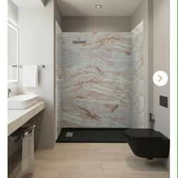 New Shower Wall With Base Kit Composite Stone 