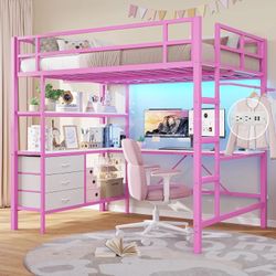 pink loft bed full . 