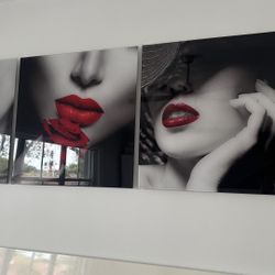 Cuadros decorativos modernos – Set de 3 (labios rojos)