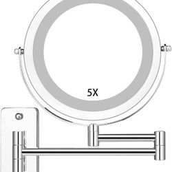 LED Wall Mounted Makeup Mirror,5X Magnifying Vanity Mirror