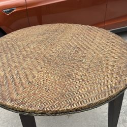 Woven Cane Round Solid Wood Table 
