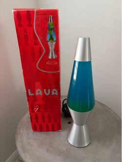 VINTAGE 2004 Lava Lamp 15" - Yellow/Blue - Model H2124 - Boxed