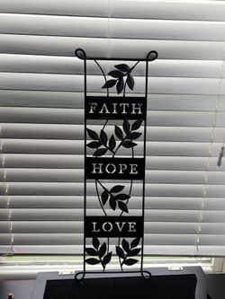 Faith Hope Love Black Metal Wall Decor