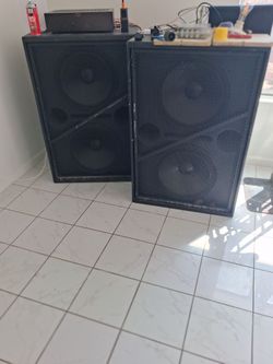 Pair of Large Black Speaker Cabinets