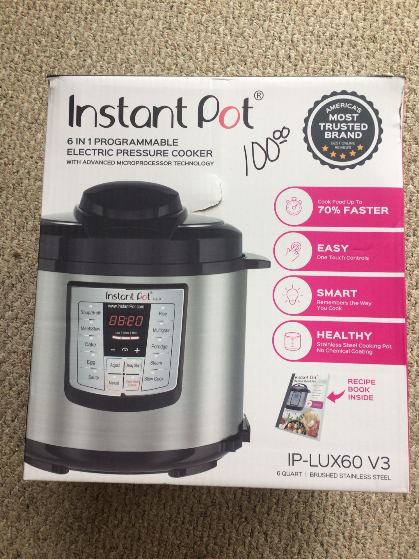 Instant pot 6 in 1 programmable electric pressure cooker 6 quart IP-LUX60 V3 NIB