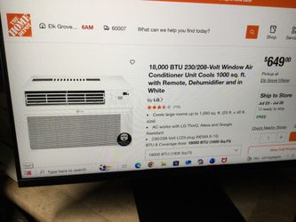 PLEASE READ……..LG-18,000 BTU 230/208-VOLT WINDOW AIR CONDITIONER UNIT COOLS 1000 SQ. FT. WITH REMOTE, DEHUMIDIFIER WHITE