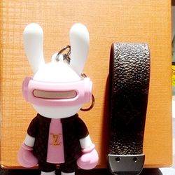 Monogrammed Pink Bunny Keychain