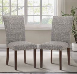 2 - Nailhead Trim Fabric Upholstered Side Chair Wood Dining Chair NEW