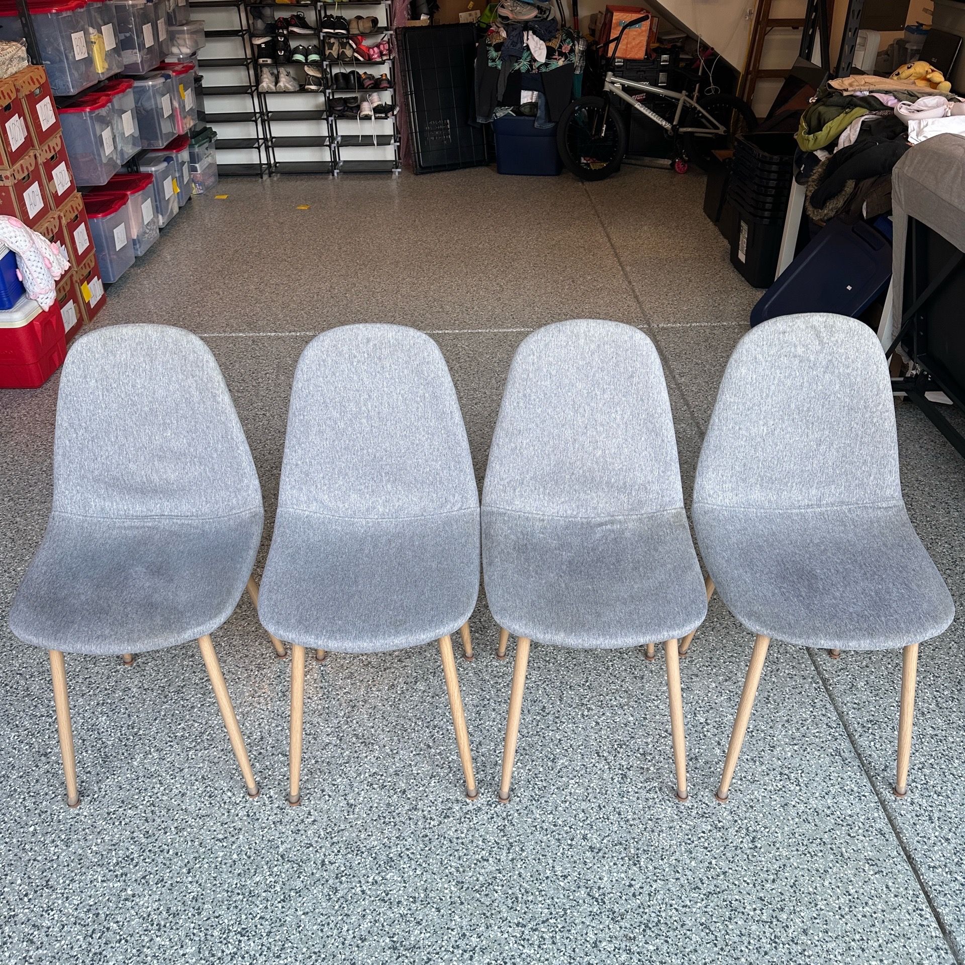 4 Dining Room Chairs Fabric Gray Modern Set