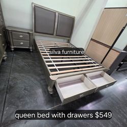 Queen bed with Drawers 549