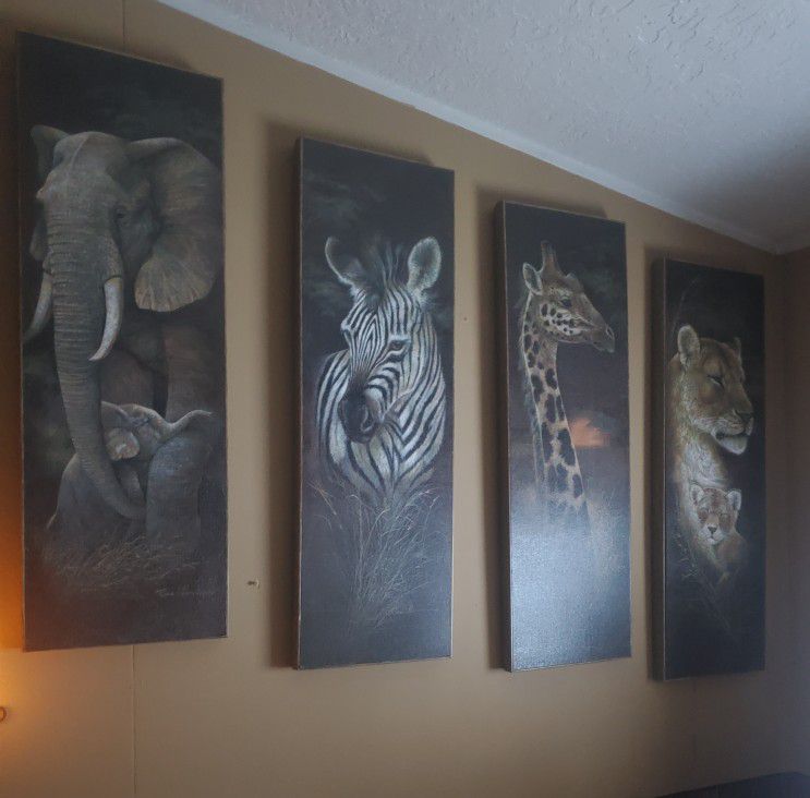 by Ruane Manning 4 Piece WILDLIFE ANIMAL PICTURES 
