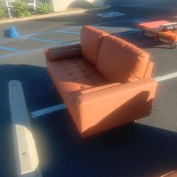 Tangerine Leather Couch