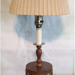 American Lamp and Shade Wood Firkin Sugar Bucket Candlestick Table Lamp Antique