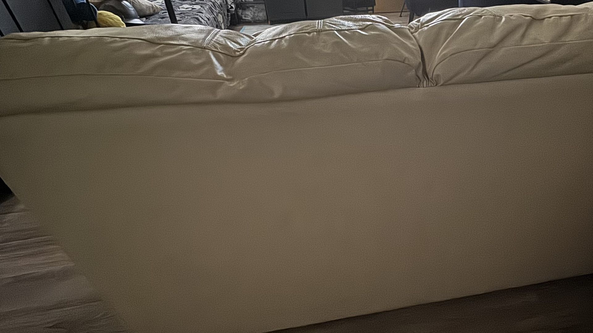 Beige Leather Loveseat